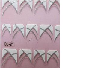 stickers french nail art blanc argenté